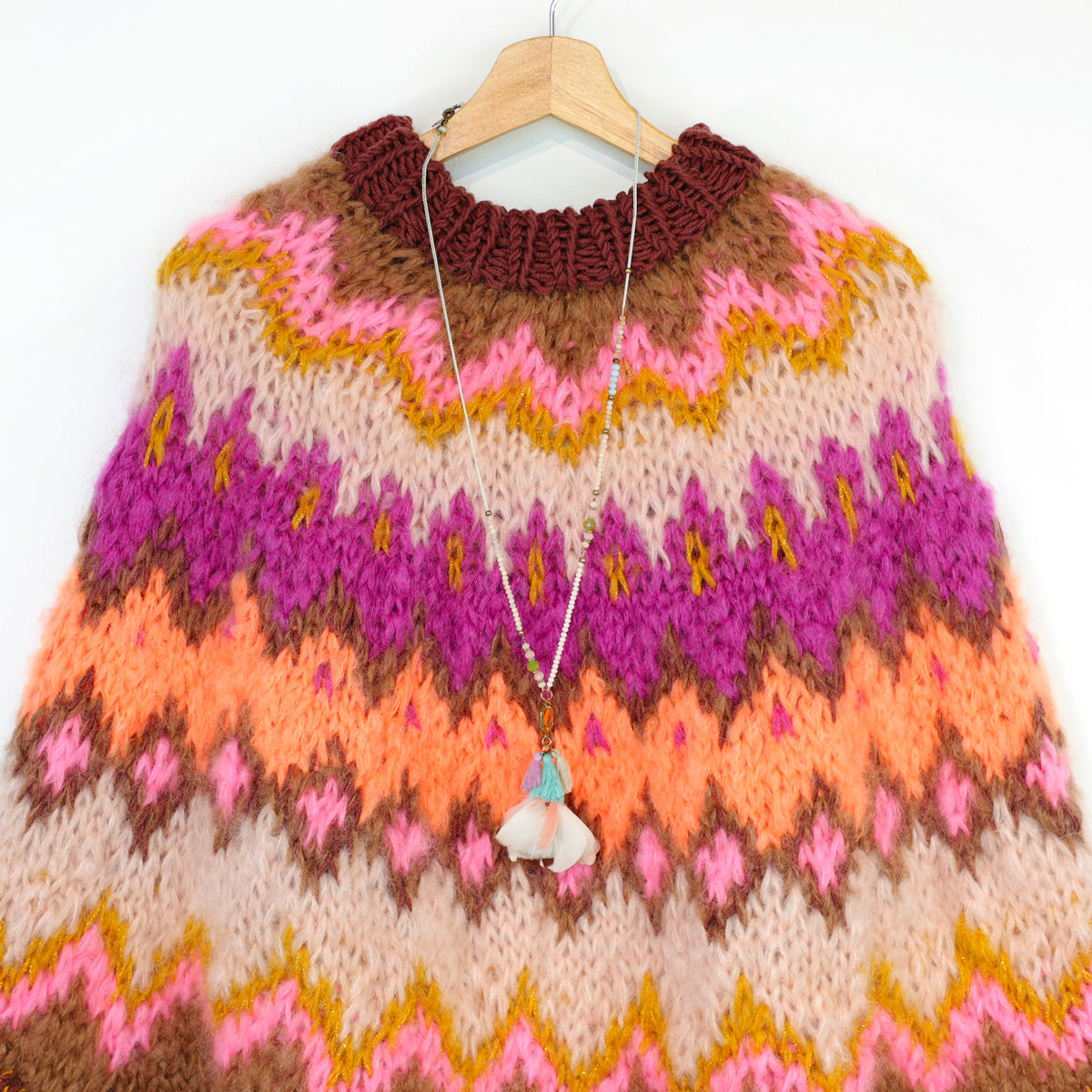 Knitting Kit – MYPZ Chunky Topdown Mohair Poncho Brownberry No.12 (ENG-DE-NL-ES-FR-IT-DA-SV-NO)
