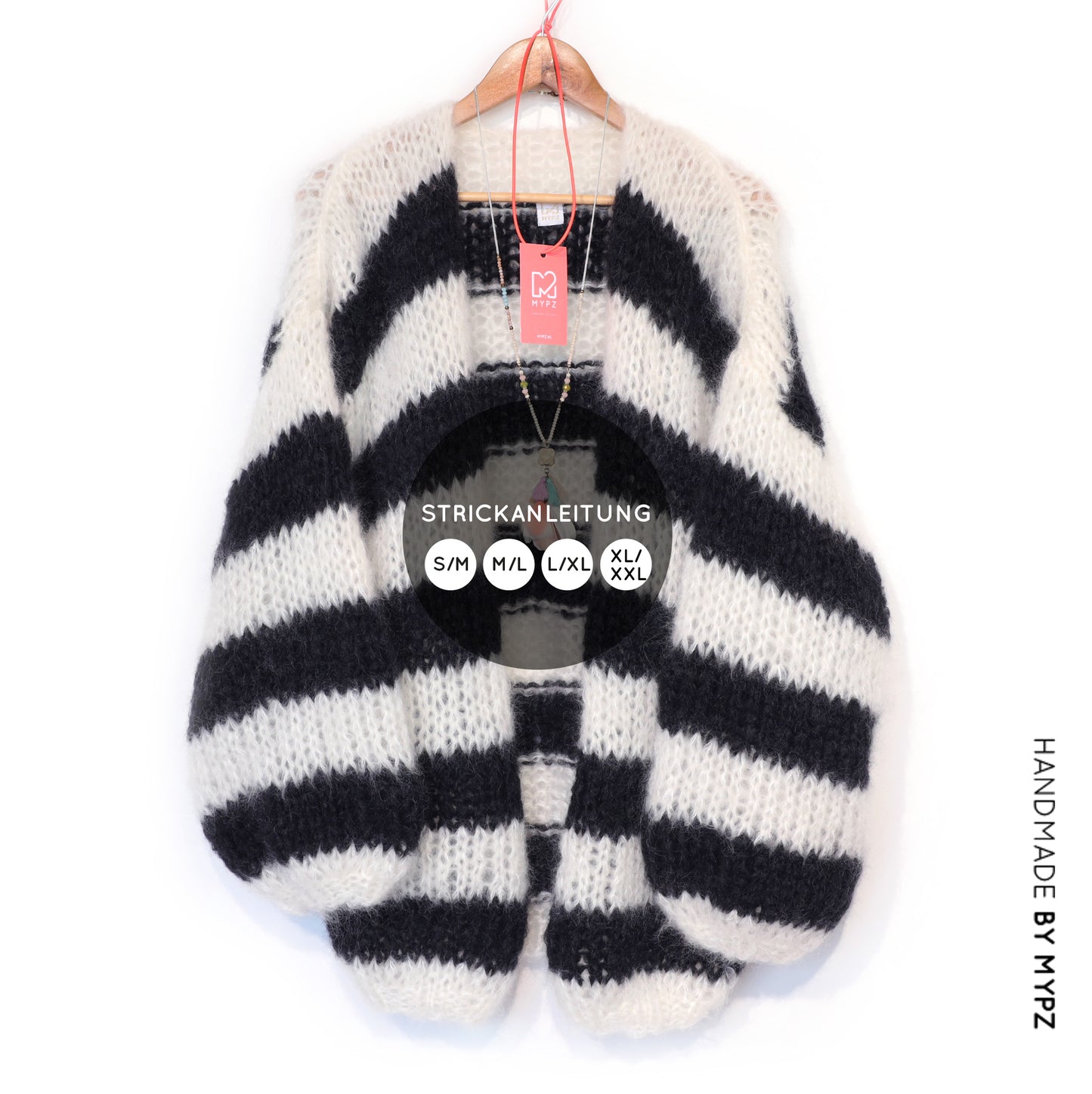 Knit pattern – MYPZ Chunky Mohair Cardigan Black & White No.15 (ENG-NL-DE)