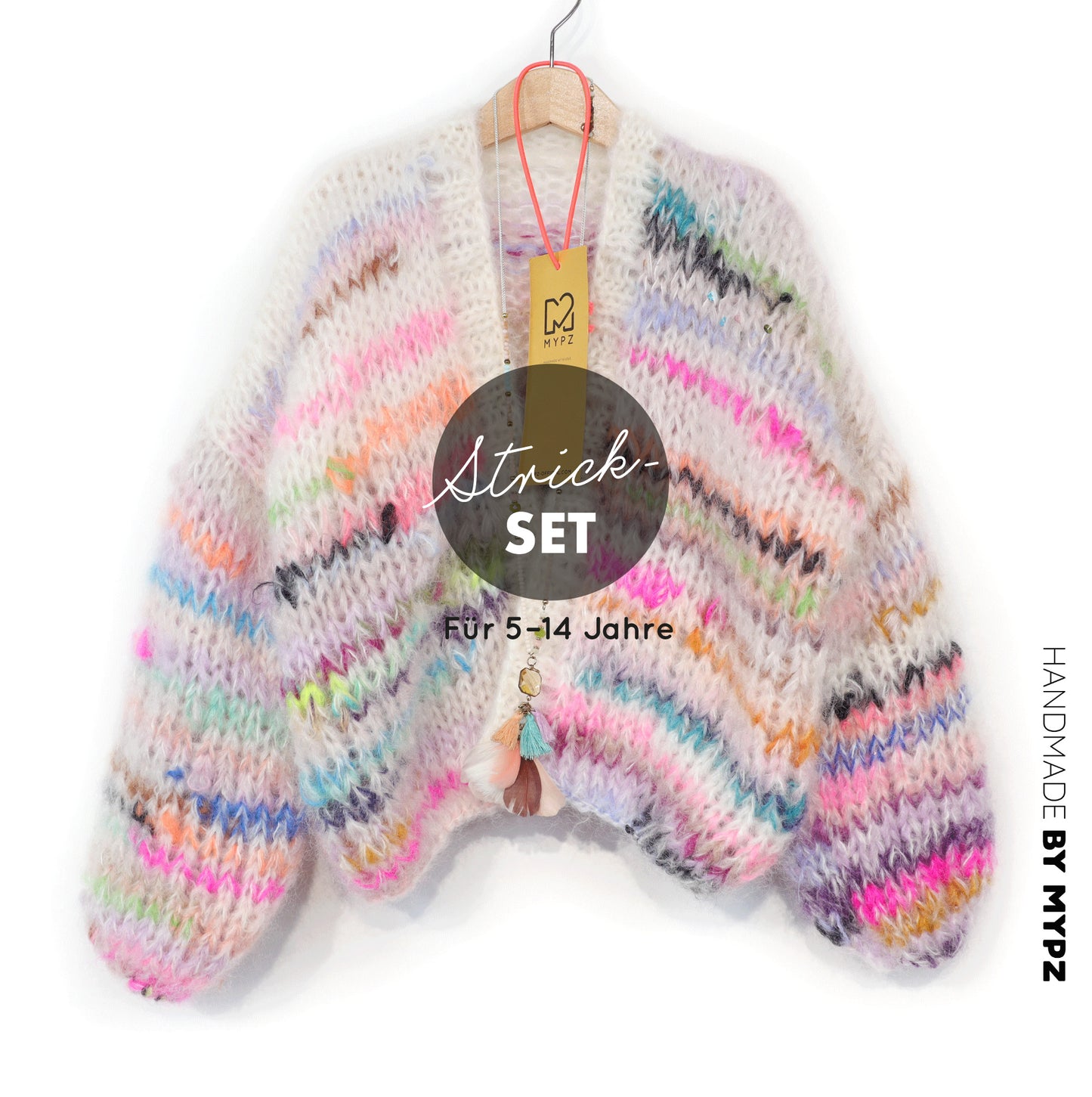 Knitting kit – MYPZ Chunky Mohair Cardigan Scrap Yarn for kids No12 (ENG-NL-DE)