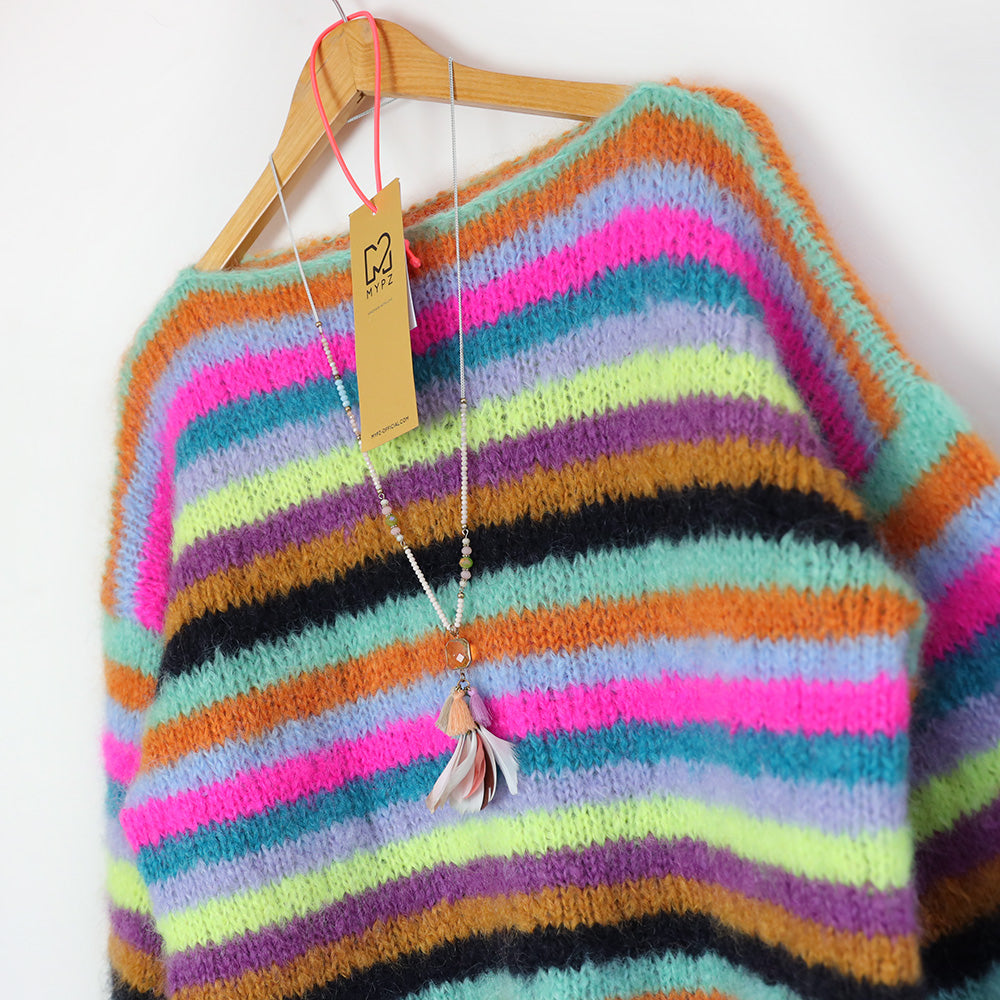 Knitting kit - Striped mohair Pullover Dolce No6 (ENG-NL)