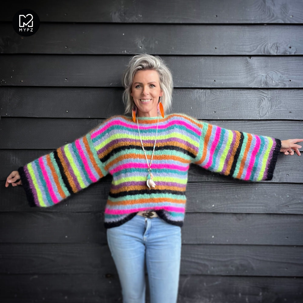 Knitting kit - Striped mohair Pullover Dolce No6 (ENG-NL)