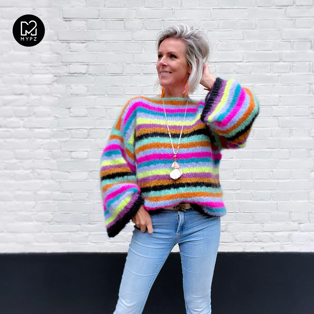 Knitting kit - Striped mohair Pullover Dolce No6 (ENG-NL)