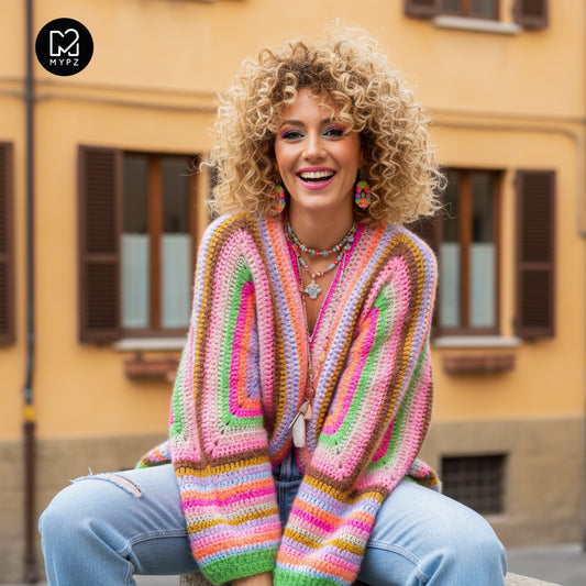 Crochet pattern - MYPZ Hexagon Cardigan Vibrant Soul (ENG-NL-DE-FR-ES)