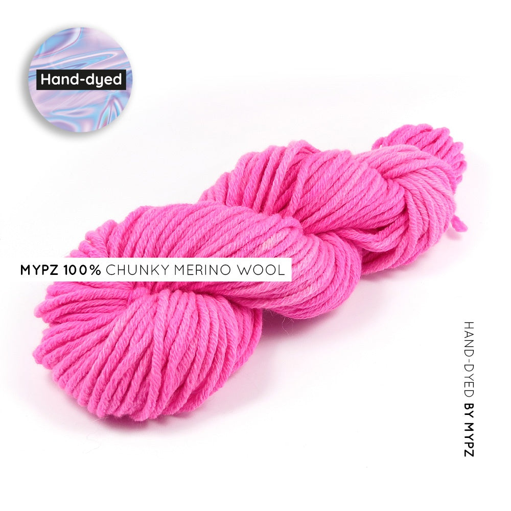 MYPZ HAND-DYED 100% CHUNKY MERINO WOOL – Neon Pink