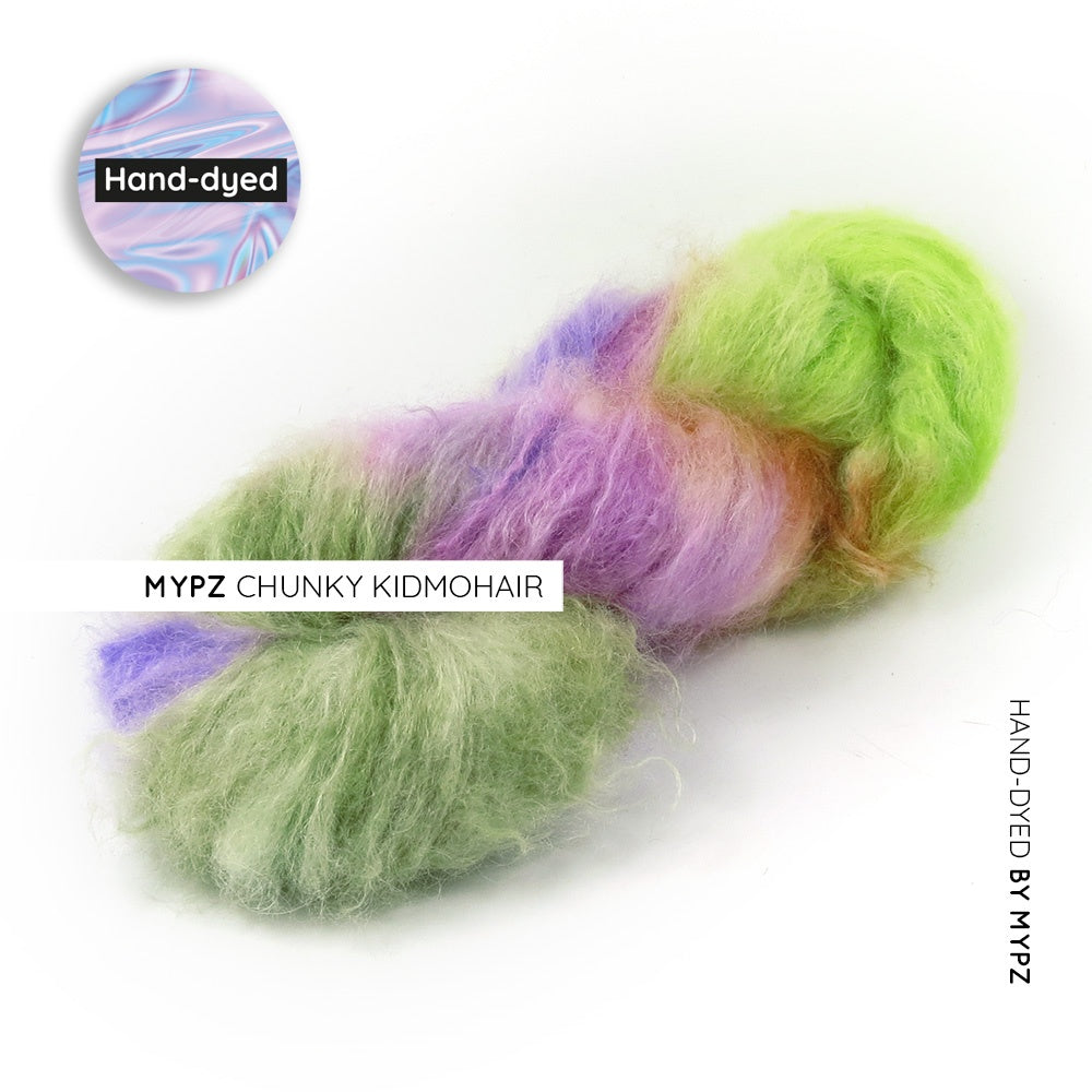 MYPZ hand-dyed chunky kidmohair dk Golden Green