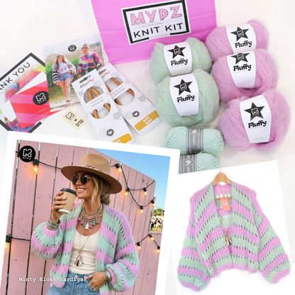 Knitting kit – MYPZ Light Alpaca Cardigan Minty Blush No.10 (ENG-NL-DE)