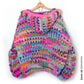 MYPZ Chunky Mohair Rib Cardigan Confetti with hoodie