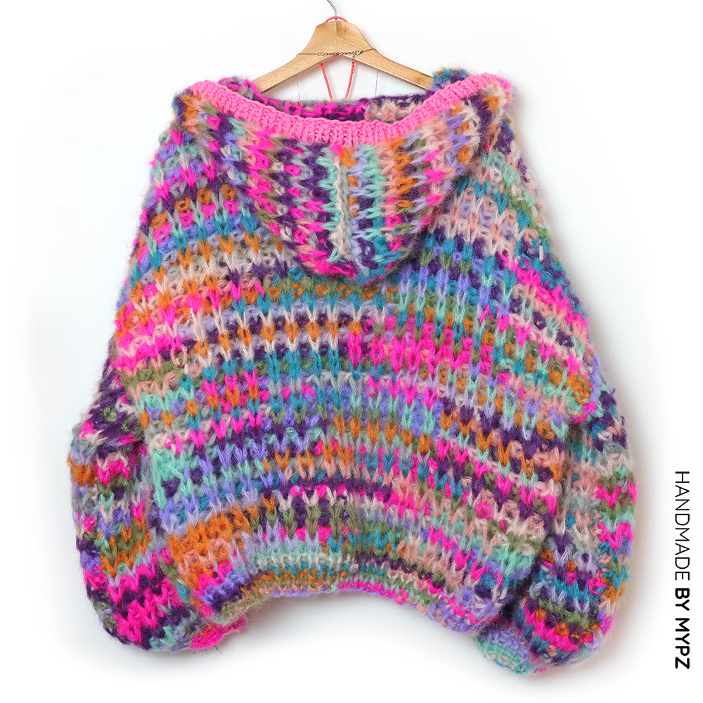 Knit pattern – MYPZ Chunky Mohair Rib Cardigan Confetti with hoodie No.12 (ENG-NL)