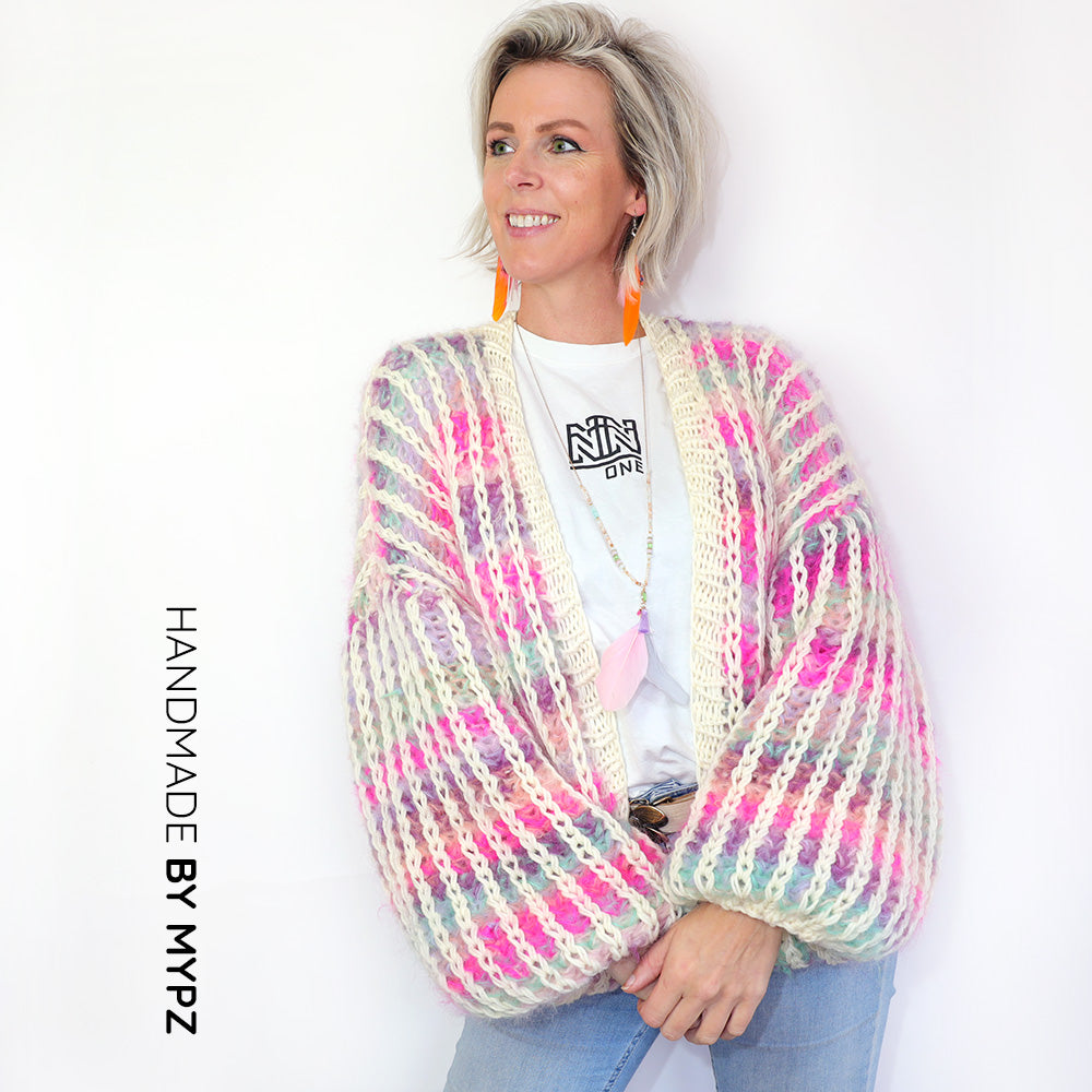 Knitting Kit – MYPZ Chunky Mohair Rib Cardigan Dusty-Pink No.12 (ENG-NL)