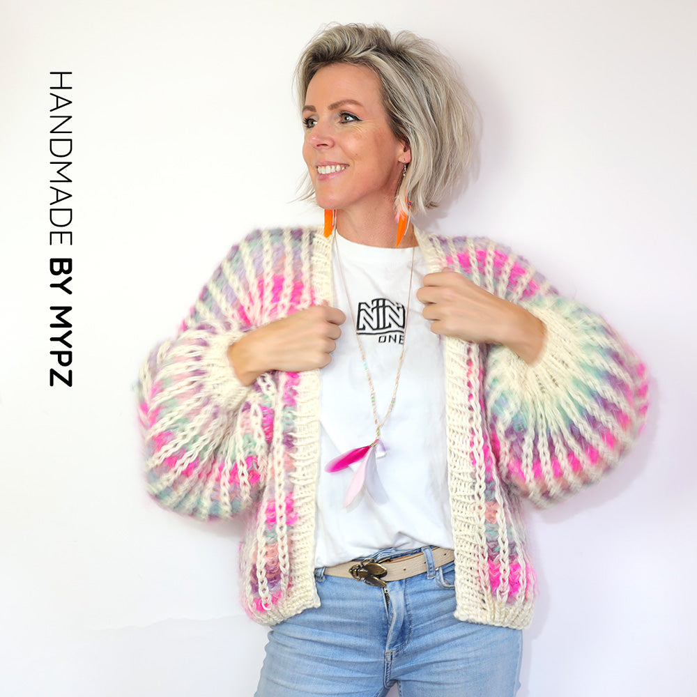 Knit Pattern – MYPZ Chunky Mohair Rib Cardigan Dusty-Pink No.12 (ENG-NL)