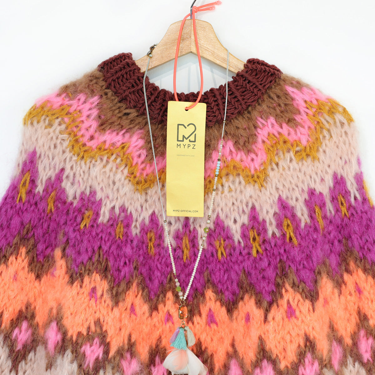 Knitting Kit – MYPZ Chunky Topdown Mohair Poncho Brownberry No.12 (ENG-DE-NL-ES-FR-IT-DA-SV-NO)