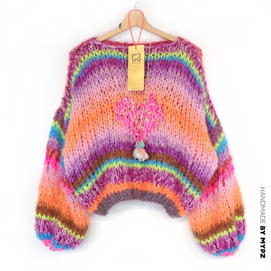 MYPZ Short Chunky Mohair Pullover Neon Hearts
