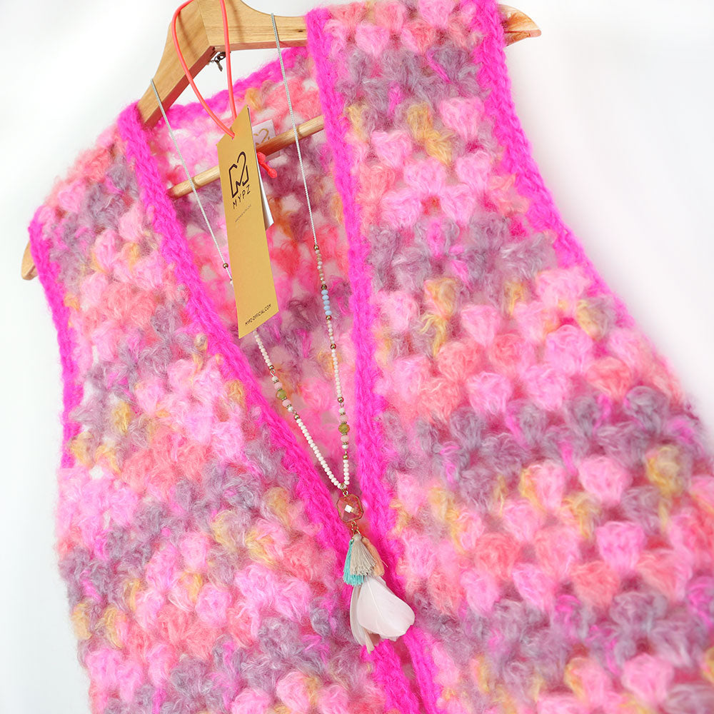 Crochet kit - MYPZ Mohair Granny stripes Gilet Karma (ENG-NL)