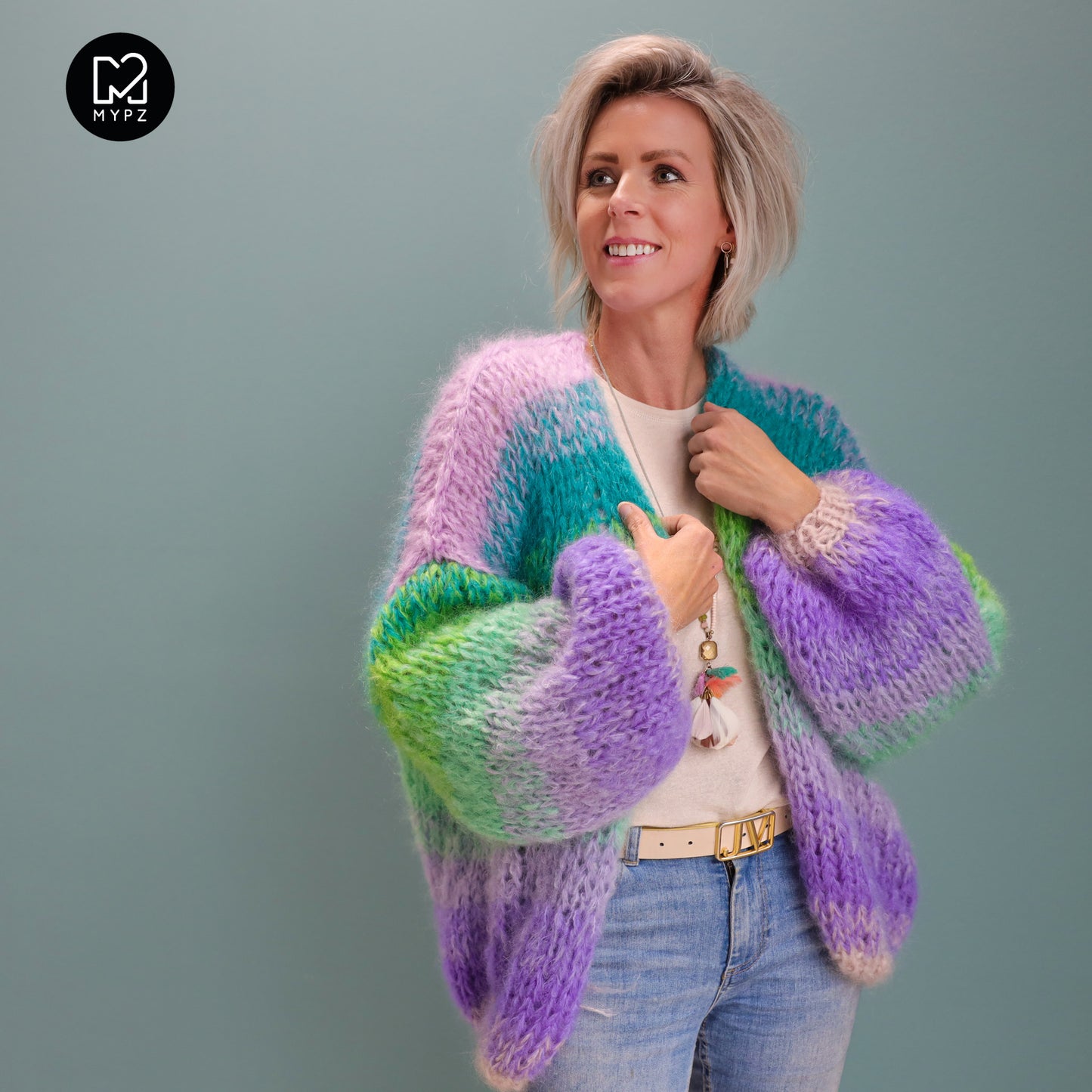 MYPZ Chunky Mohair Cardigan Green Valley