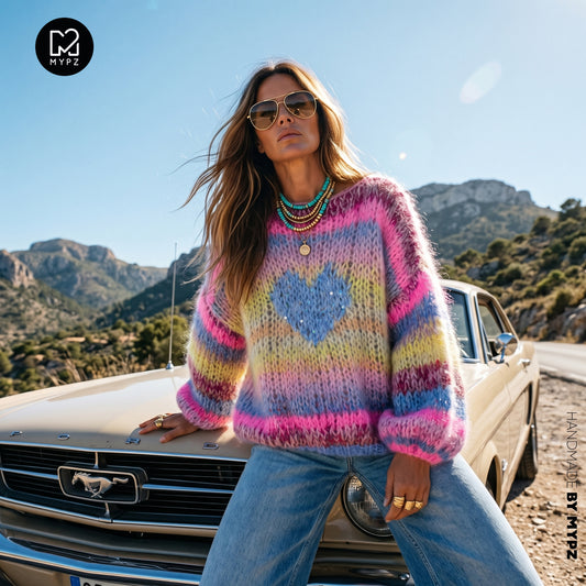 Knitting Kit – MYPZ Short Chunky Alpaca-Mohair Pullover Sunset Rave No15 (ENG-NL-DE)