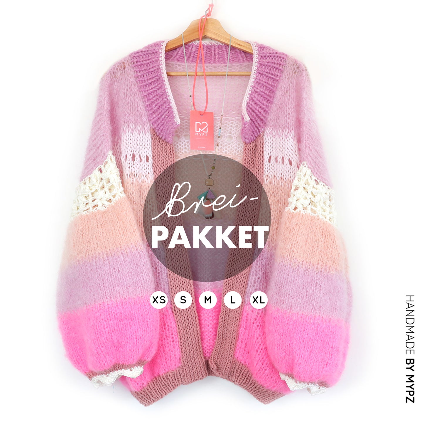 Knitting Kit – MYPZ Light Mohair Cardigan Sugar Pop No.9 (ENG-NL)