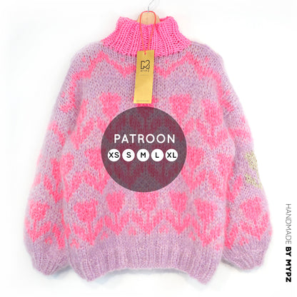 Knit pattern – MYPZ Chunky Mohair Pullover Coral Tulips No.9 (ENG-NL-DE)