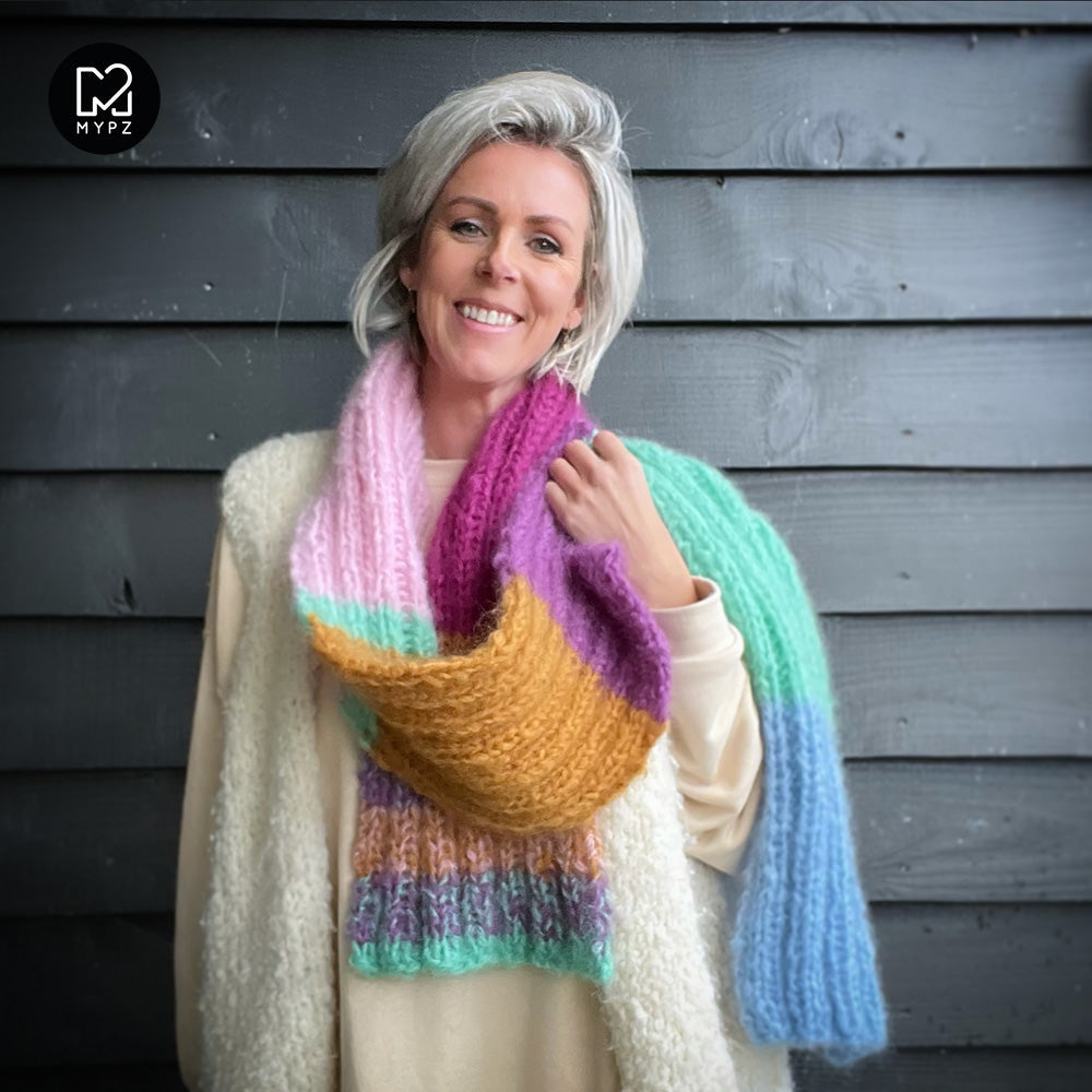Knitting pattern – Chunky Mohair Scarf Color Pop No9 (ENG-NL-DE)