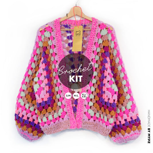Crochet kit - MYPZ Hexagon Cardigan Violet Pop (ENG-NL-DE)