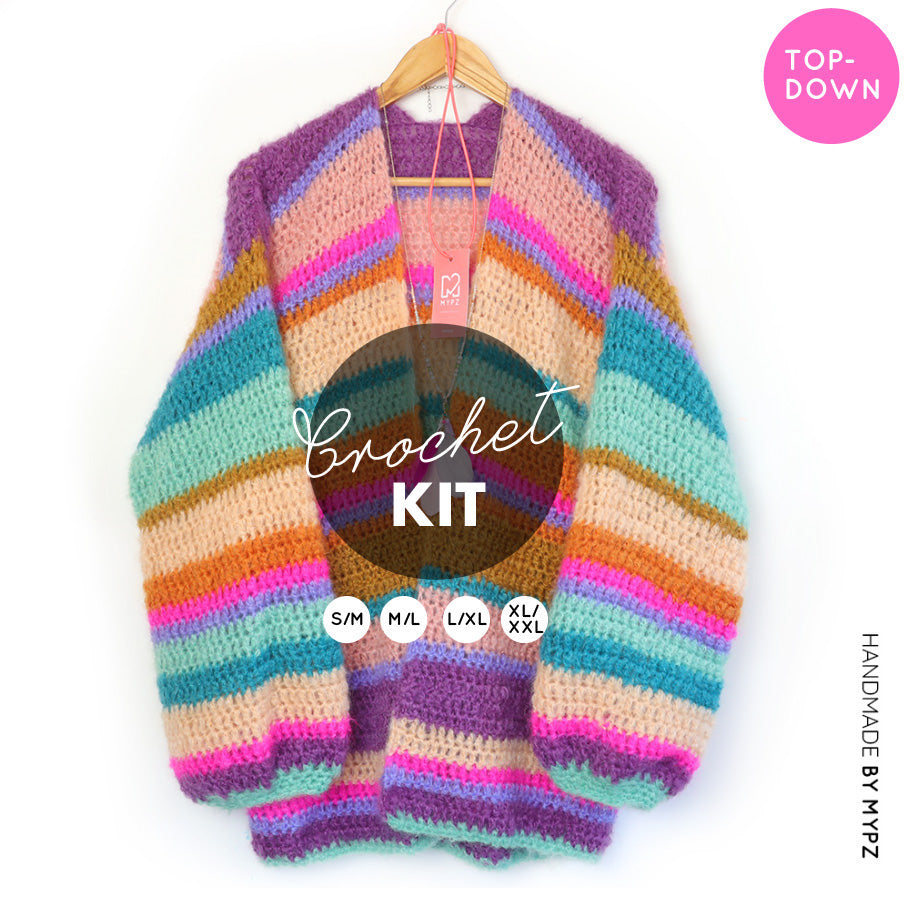 Crochet kit - Chunky Mohair cardigan Gemstone (ENG-NL)