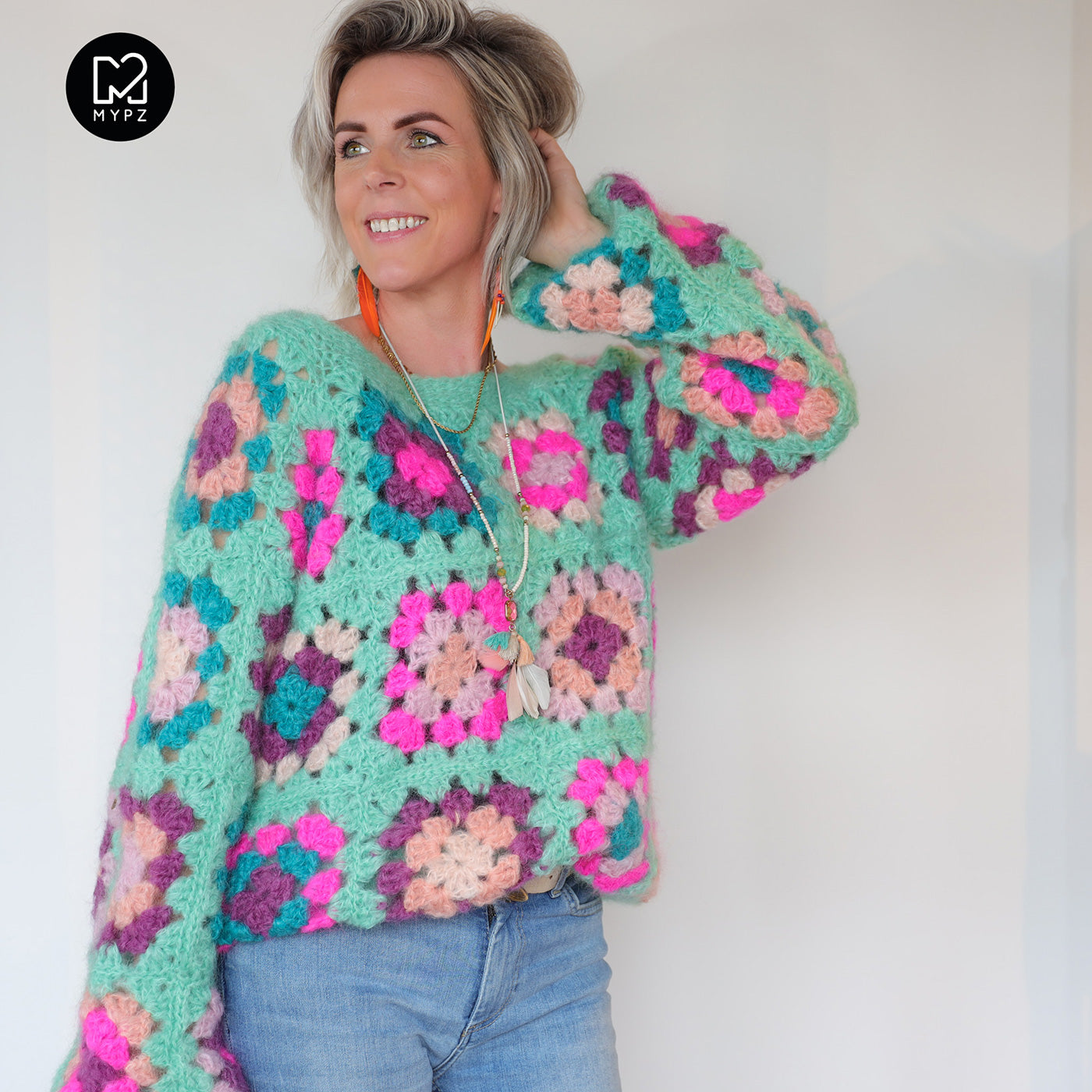 MYPZ Mohair Granny square Pullover Mint