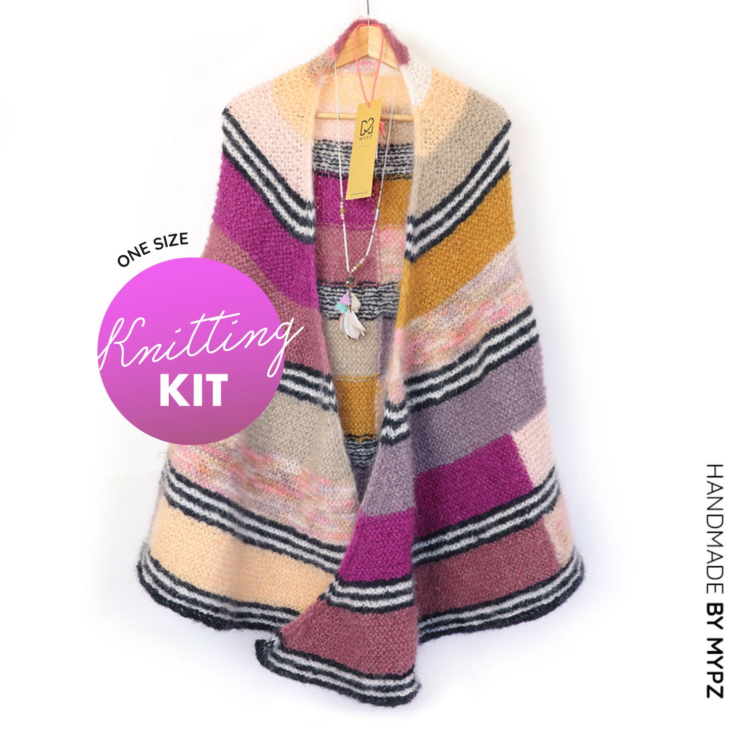 Knitting Kit - Cosy Cuddle Mohair Shawl Brown Love No6 (ENG-NL)