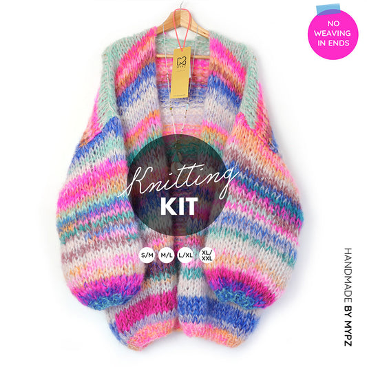 Knitting Kit – MYPZ Chunky Mohair Cardigan Blue Elegance No.15 (ENG-NL)