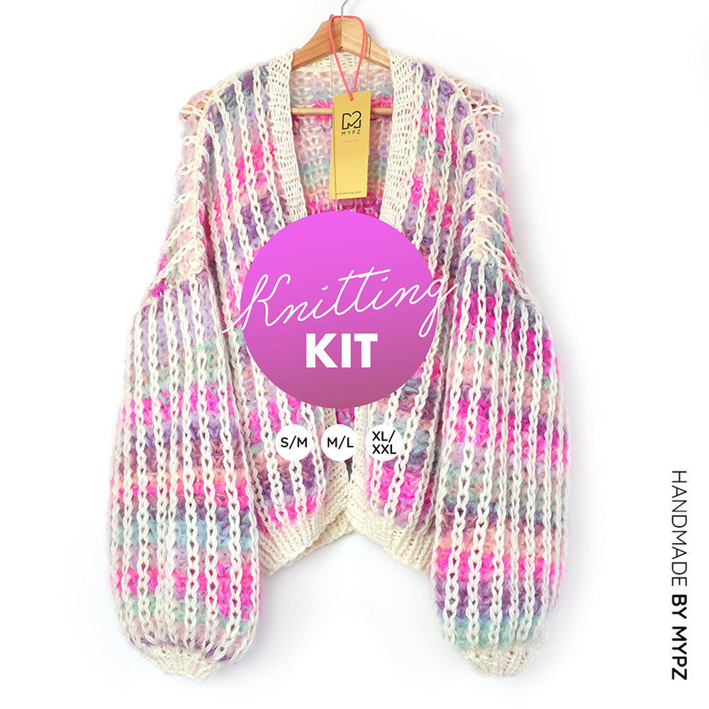 Knitting Kit – MYPZ Chunky Mohair Rib Cardigan Dusty-Pink No.12 (ENG-NL)