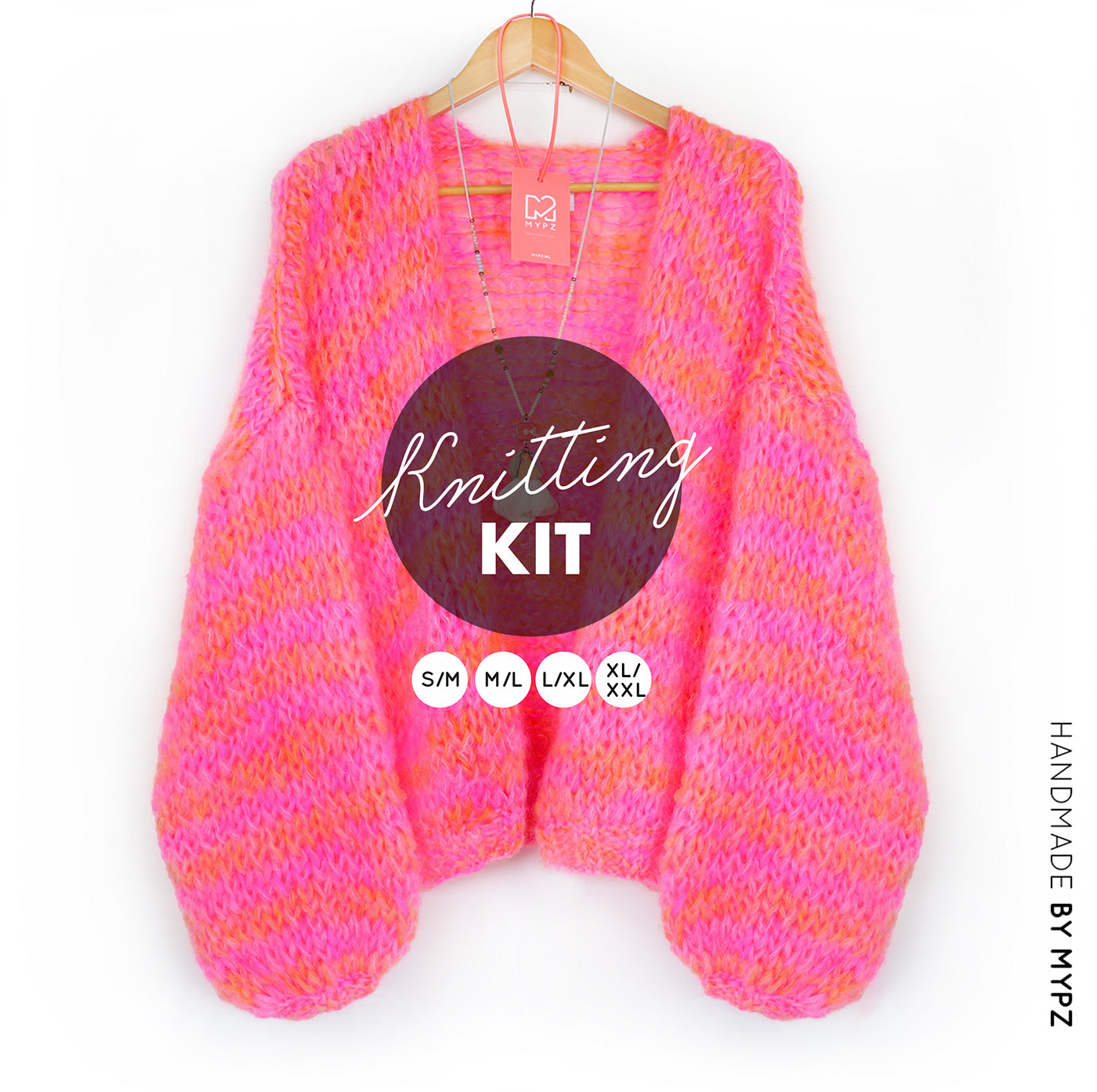 Knitting Kit – MYPZ Short Chunky Mohair Cardigan Orange-Pink No.15 (ENG-NL-DE)