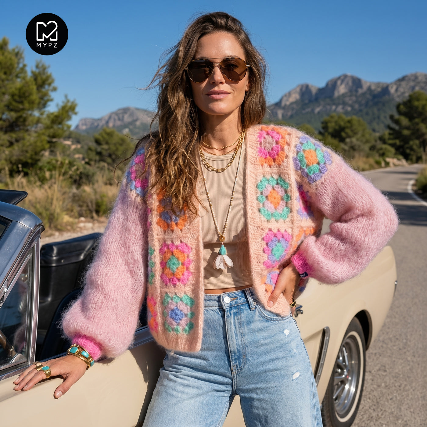Crochet kit - MYPZ Granny square mohair cardigan Marshmallow (ENG-NL-DE)