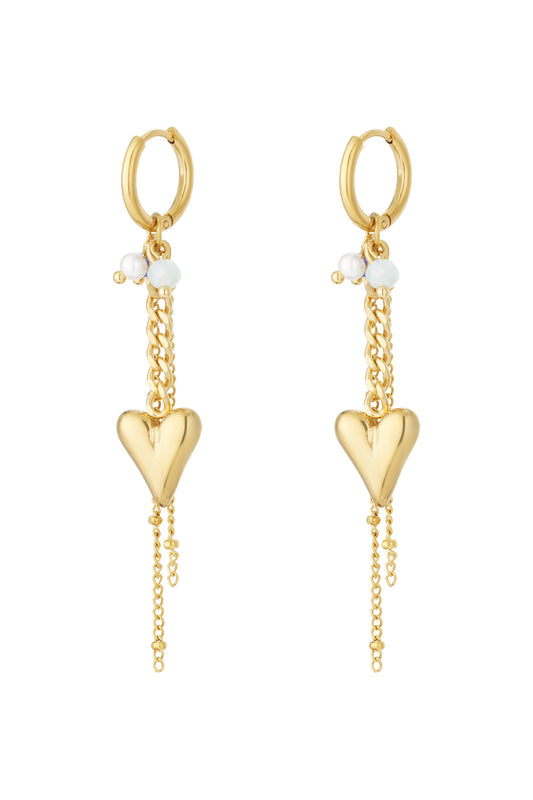 Heart drop hoops earrings