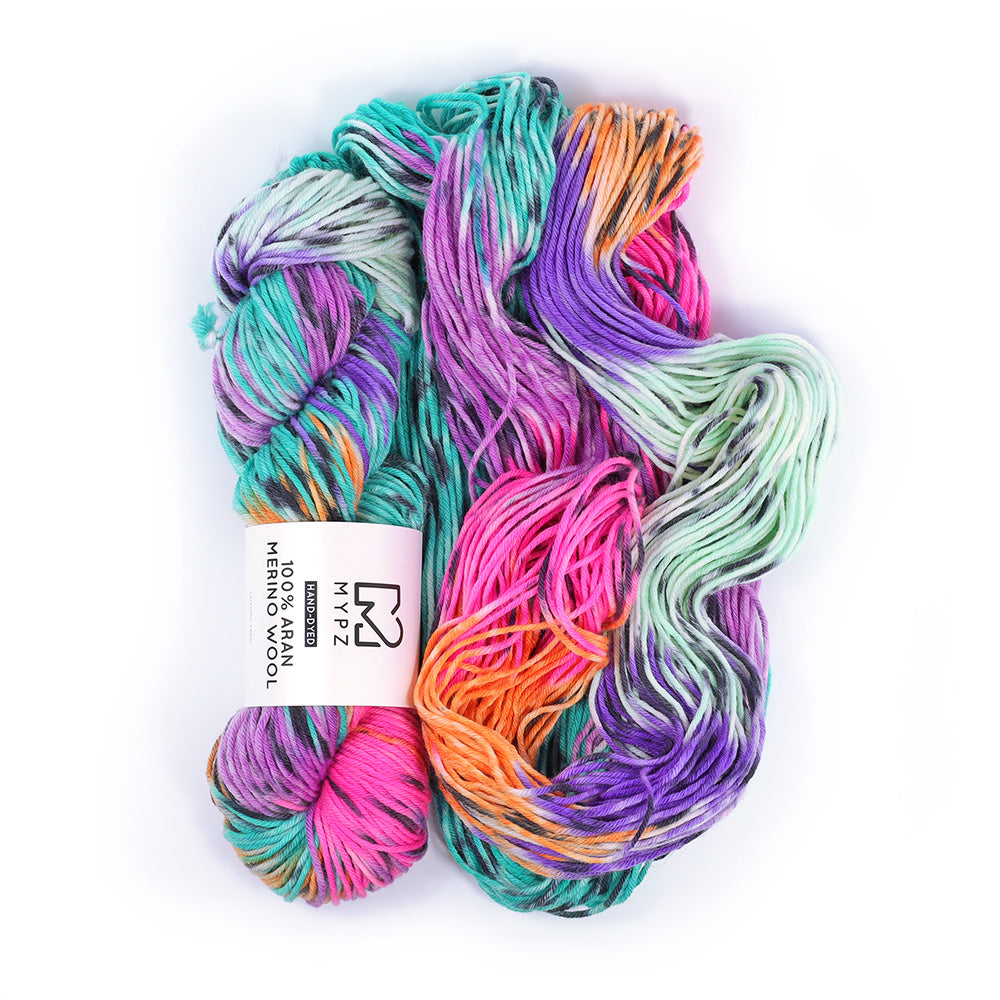 MYPZ Hand-dyed 100% Aran Merino Wool – Speckled Ibiza
