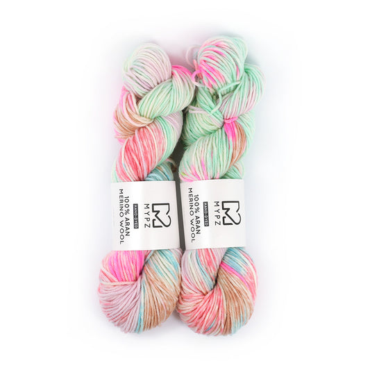 MYPZ Hand-dyed 100% Aran Merino Wool – Pastel Summer
