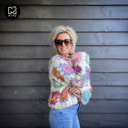 Crochet pattern - MYPZ Granny square bomber cardigan Off White (ENG-NL-DE-ES)