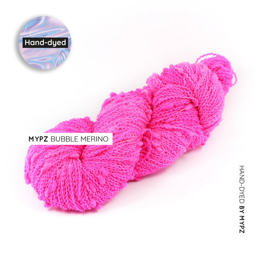 MYPZ hand-dyed bubble merino Neon Pink