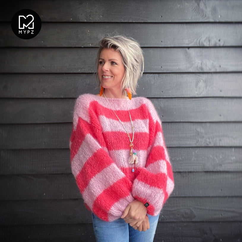 MYPZ knitting kit light mohair pullover striped Lemonade NO8