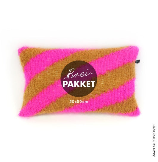 MYPZ breipakket kussenhoes diagonaal no9 Neon pink ocher