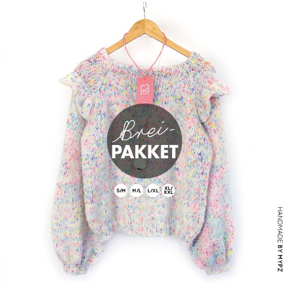 Knitting Kit – MYPZ top-down ruffle confetti sweater No6 (ENG-NL)