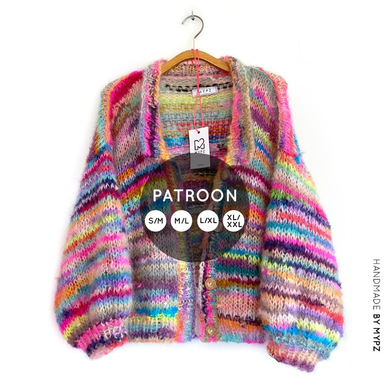 MYPZ breipatroon kort light scrap yarn vest