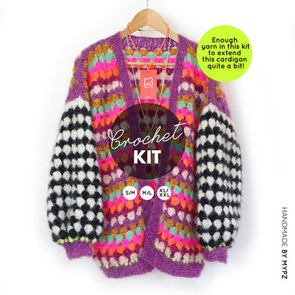 Crochet kit - MYPZ Mohair Granny stripes cardigan Fantasy (ENG-NL)