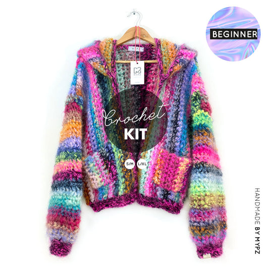 MYPZ crochet kit mohair bomber jacket with hoodie