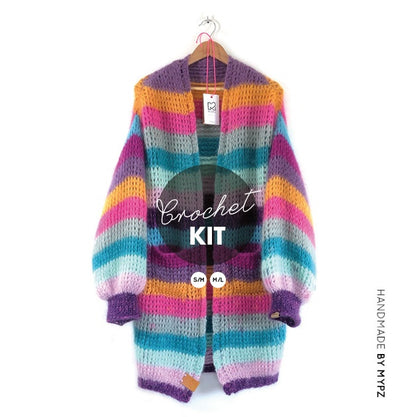 MYPZ crochet kit halflong colored mohair cardigan