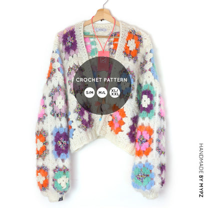 Crochet pattern - MYPZ Granny square bomber cardigan Off White (ENG-NL-ES)