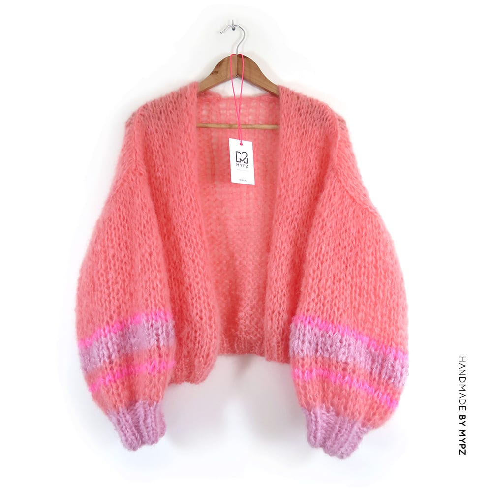 MYPZ short bernadette mohair cardigan salmon