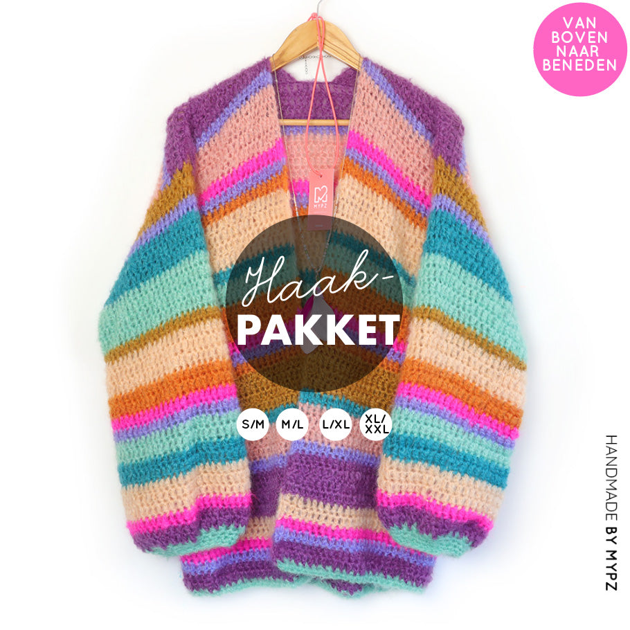 Crochet kit - Chunky Mohair cardigan Gemstone (ENG-NL)