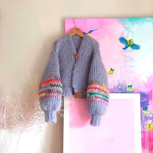 Crochet pattern – MYPZ kids bomber mohair cardigan (ENG)