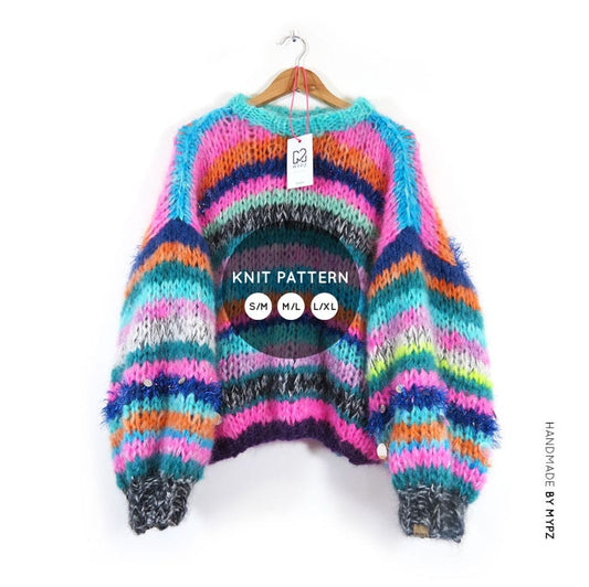 MYPZ knit pattern mohair sweater SM-ML-XL ENG
