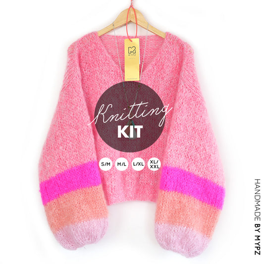 Knitting Kit – MYPZ Basic Light Mohair v-neck Pullover Coral no10 (ENG-NL)