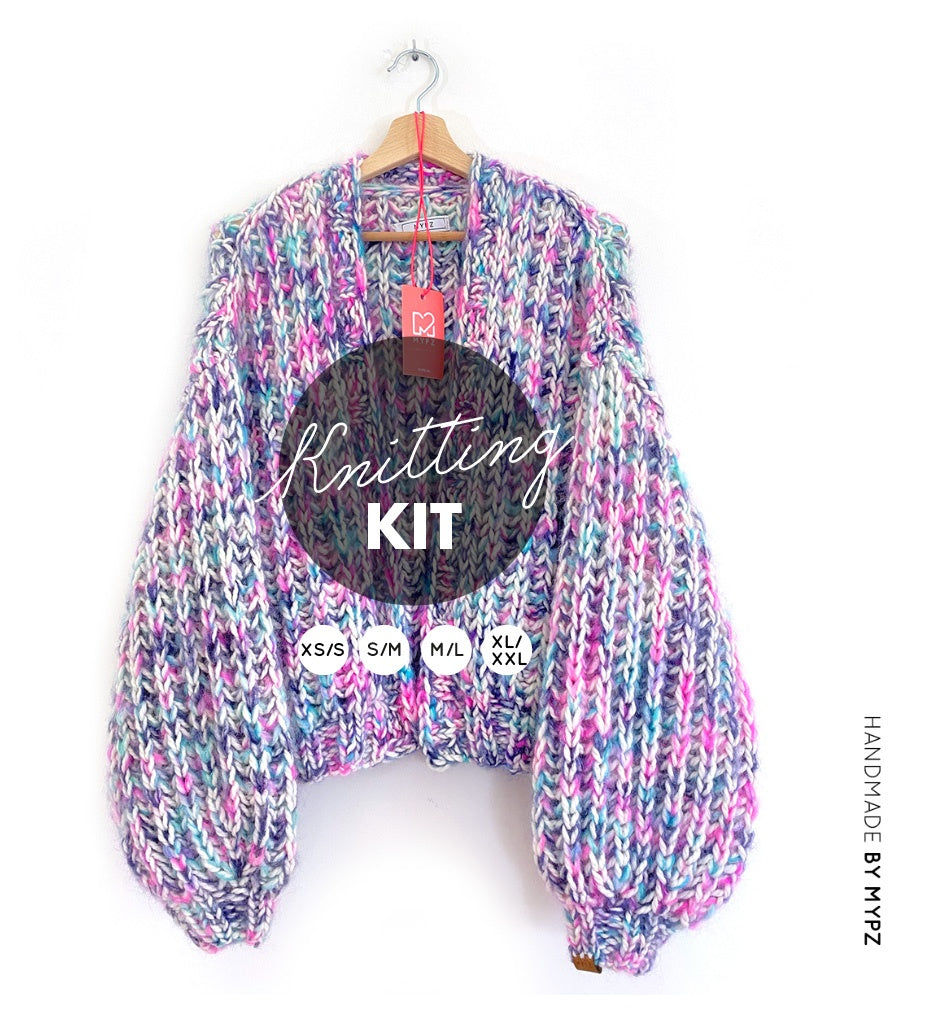 Knitting kit chunky alpaca mohair cardigan