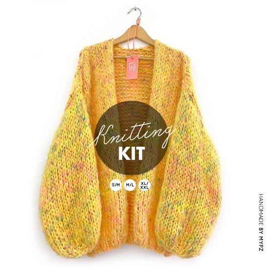MYPZ knitting kit basic chunky mohair cardigan Yellow Pops no15